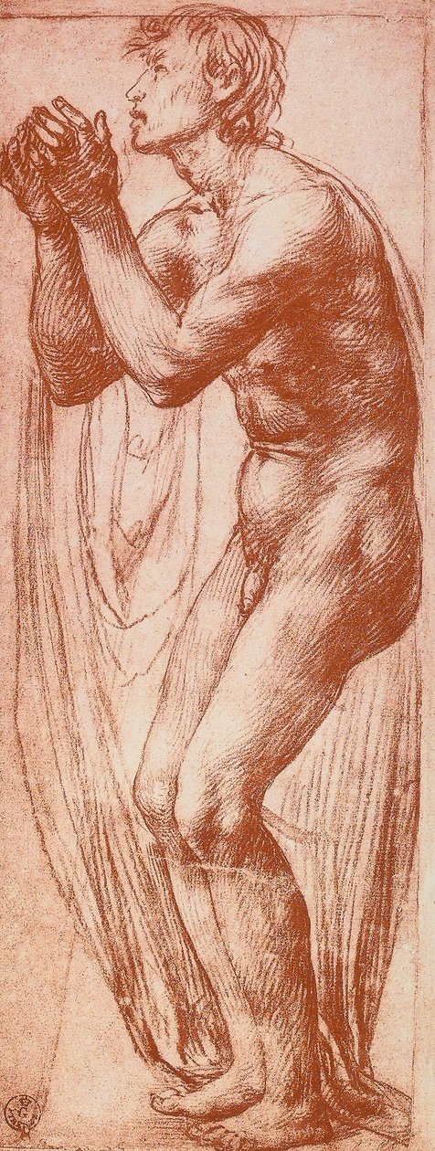 Studie mužské postavy; kresba Andrea del Sarto. Gabinetto dei Disegni e delle Stampe, Galerie Uffizi, Florencie od Andrea del Sarto