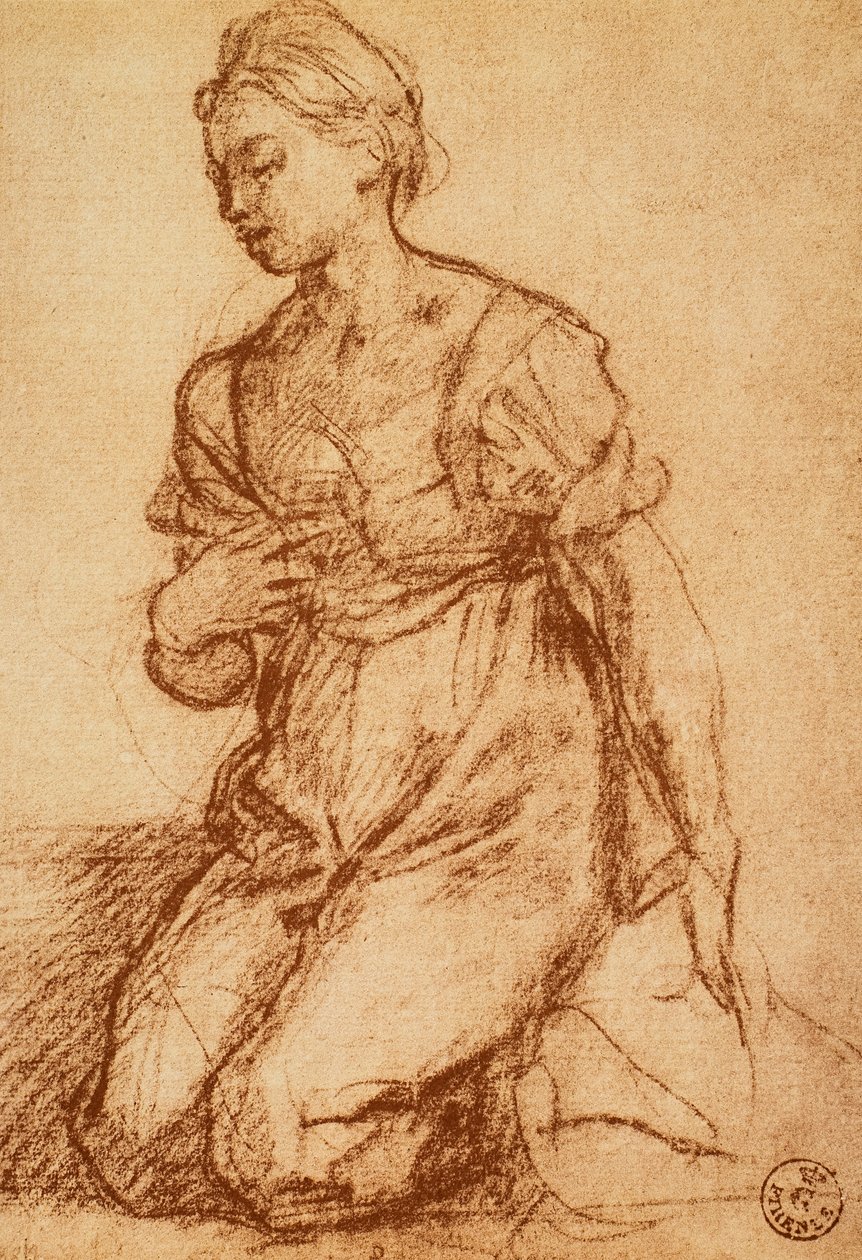 Studie ženy; kresba Andrea del Sarto. Gabinetto dei Disegni e delle Stampe, Galerie Uffizi, Florencie od Andrea del Sarto