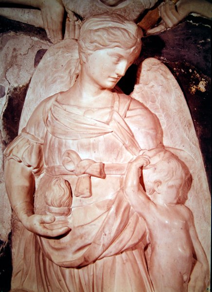 Charita, z pohřebního pomníku kardinála Forteguerriho (mramor) (detail 434103) od Andrea del Verrocchio