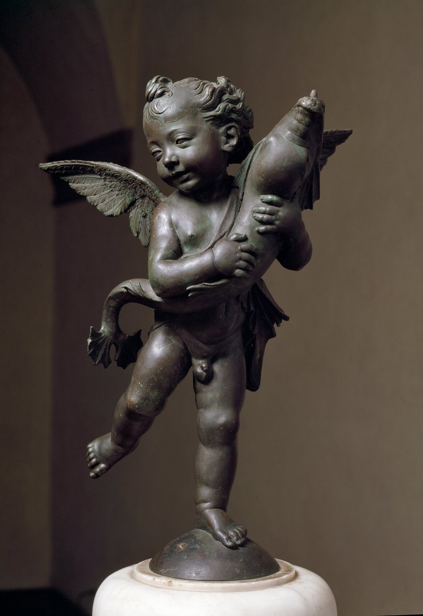 Láska s delfínem Bronzová socha od Verrocchia od Andrea del Verrocchio
