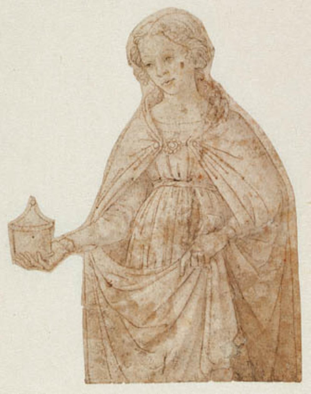 Máří Magdaléna s kelímkem masti. Postava kolena od Andrea del Verrocchio