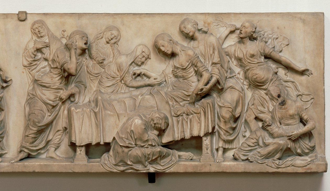 Reliéf zobrazující smrt Francescy Tornabuoni od Andrea del Verrocchio