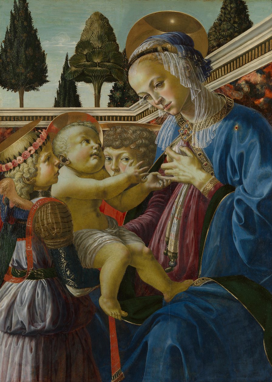 Panna a dítě se dvěma anděly, c. 1467-1469 od Andrea del Verrocchio