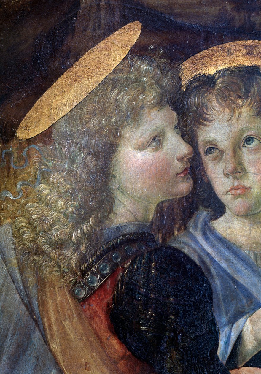 Křest Krista, Detail - olej a tempera na panelu od Andrea del Verrocchio