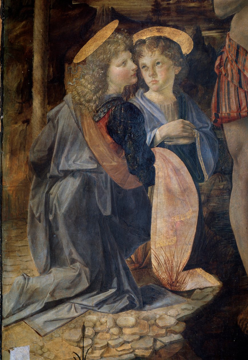 Křest Krista, Detail - olej a tempera na panelu od Andrea del Verrocchio