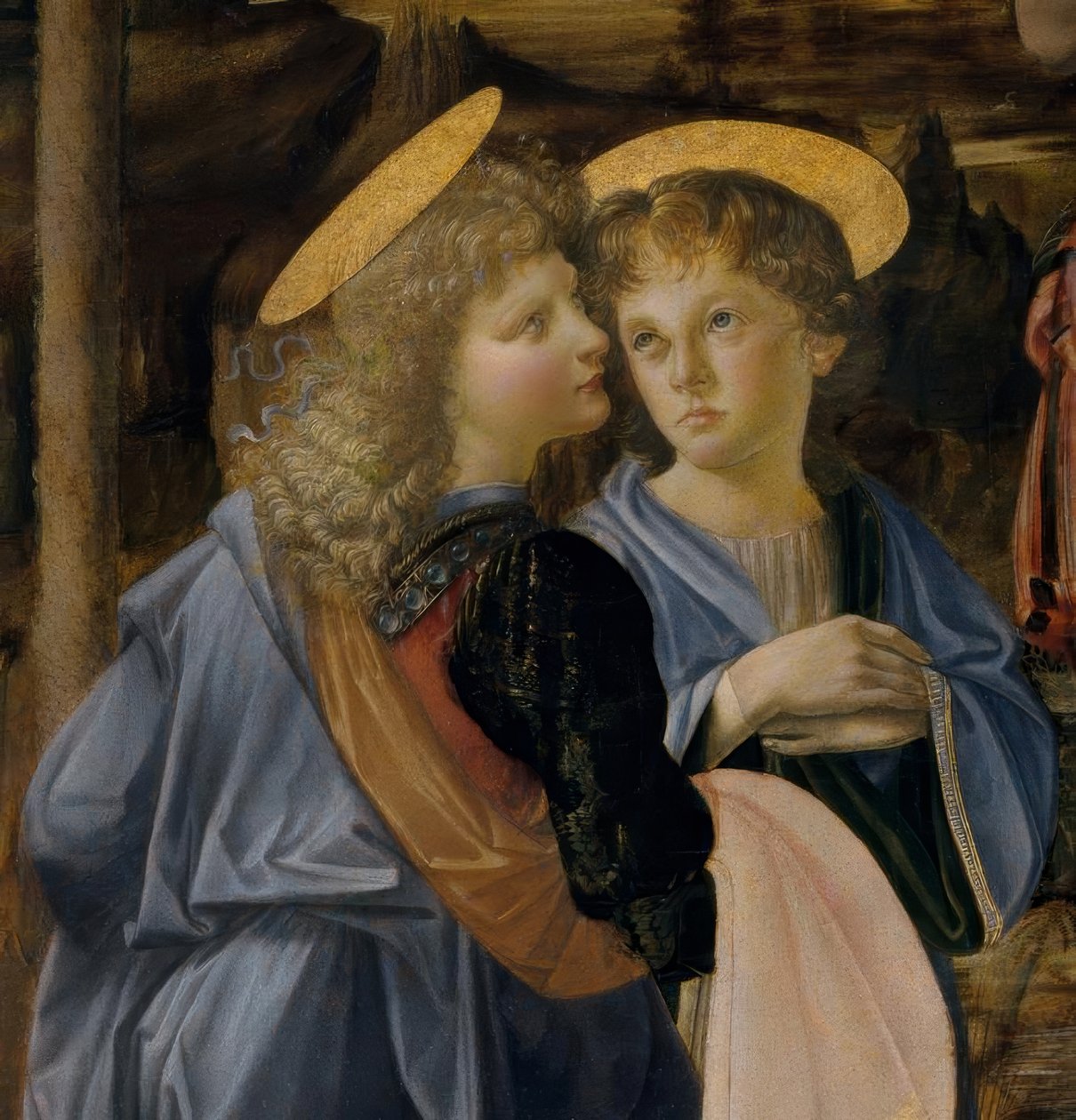 Verrocchio a. Leonardo, anděl z Kristova křtu od Andrea del Verrocchio