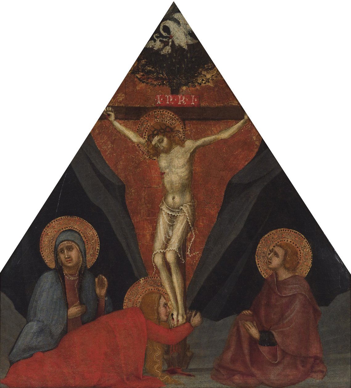 Ukřižování s Pannou Marií Magdalenou a sv. Janem Evangelistou, cca 1400 od Andrea di Bartolo