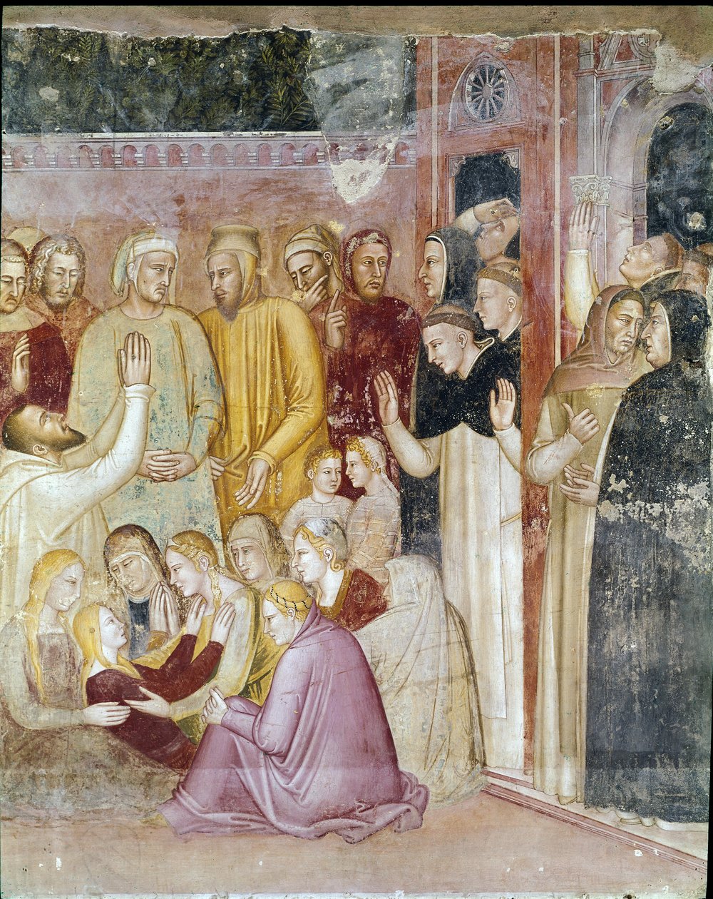 Svatý Petr mučedník uzdravuje ochrnutou Annu od Andrea di Bonaiuto (fl.1343 77)