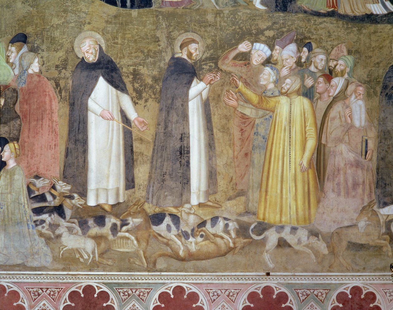 Církev militantní a vítězná, detail heretiků, ze Španělské kaple, kolem roku 1369 od Andrea di Bonaiuto