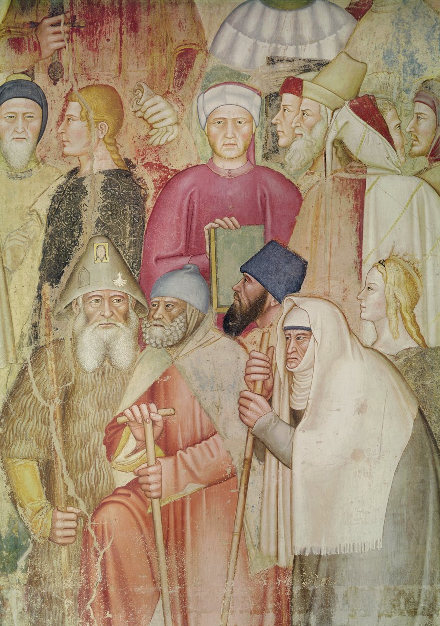 Církev militantní a vítězná, ve Španělské kapli, detail pravé strany, freska kolem roku 1369 od Andrea di Bonaiuto