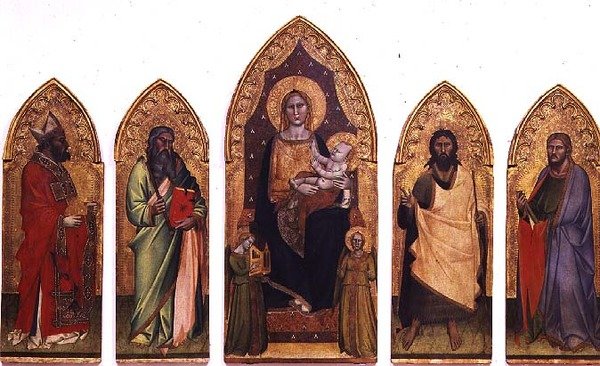 Madonna a dítě se svatými (tempera na panelu) od Andrea di Cione Orcagna