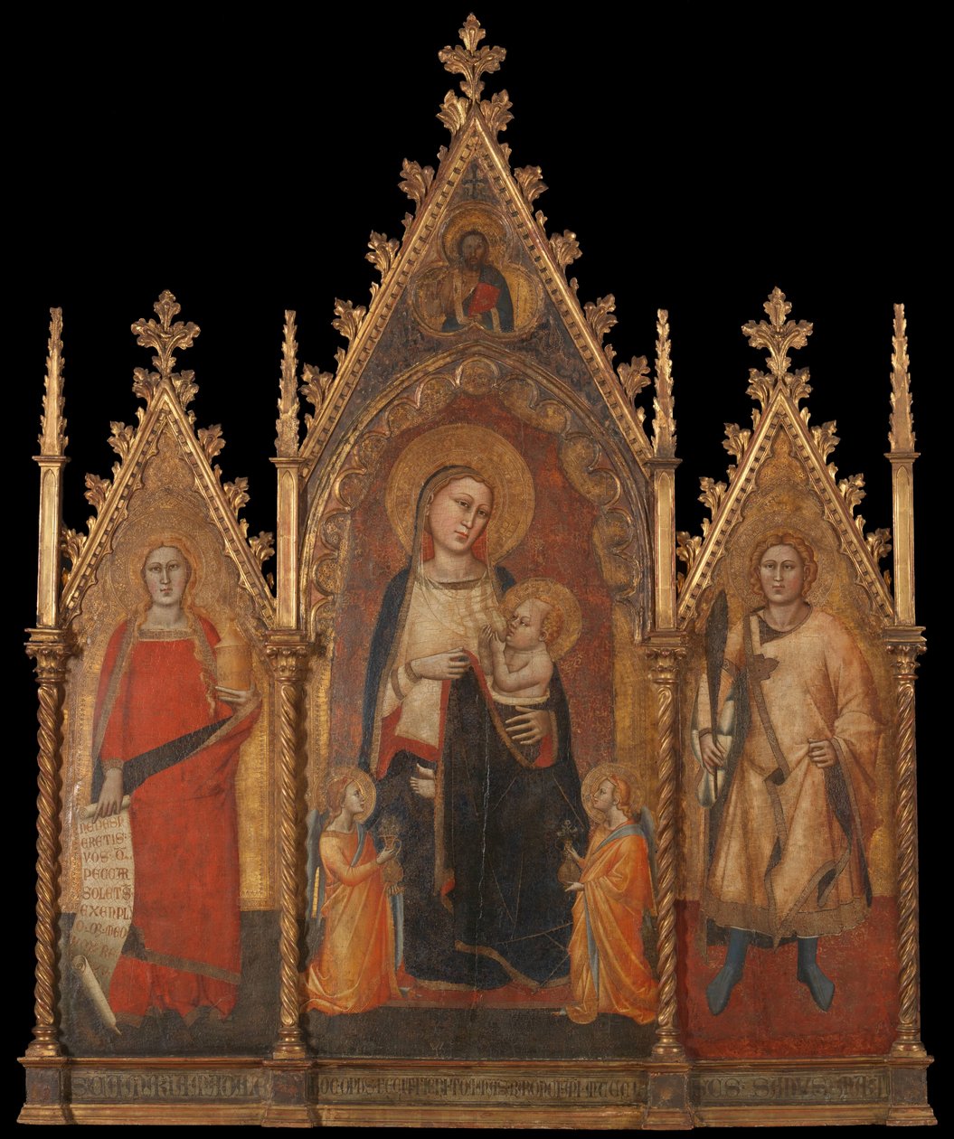 Triptych s Pannou Marií a Dítětem a svatými Máří Magdalenou a Ansanem od Andrea di Cione named Orcagna