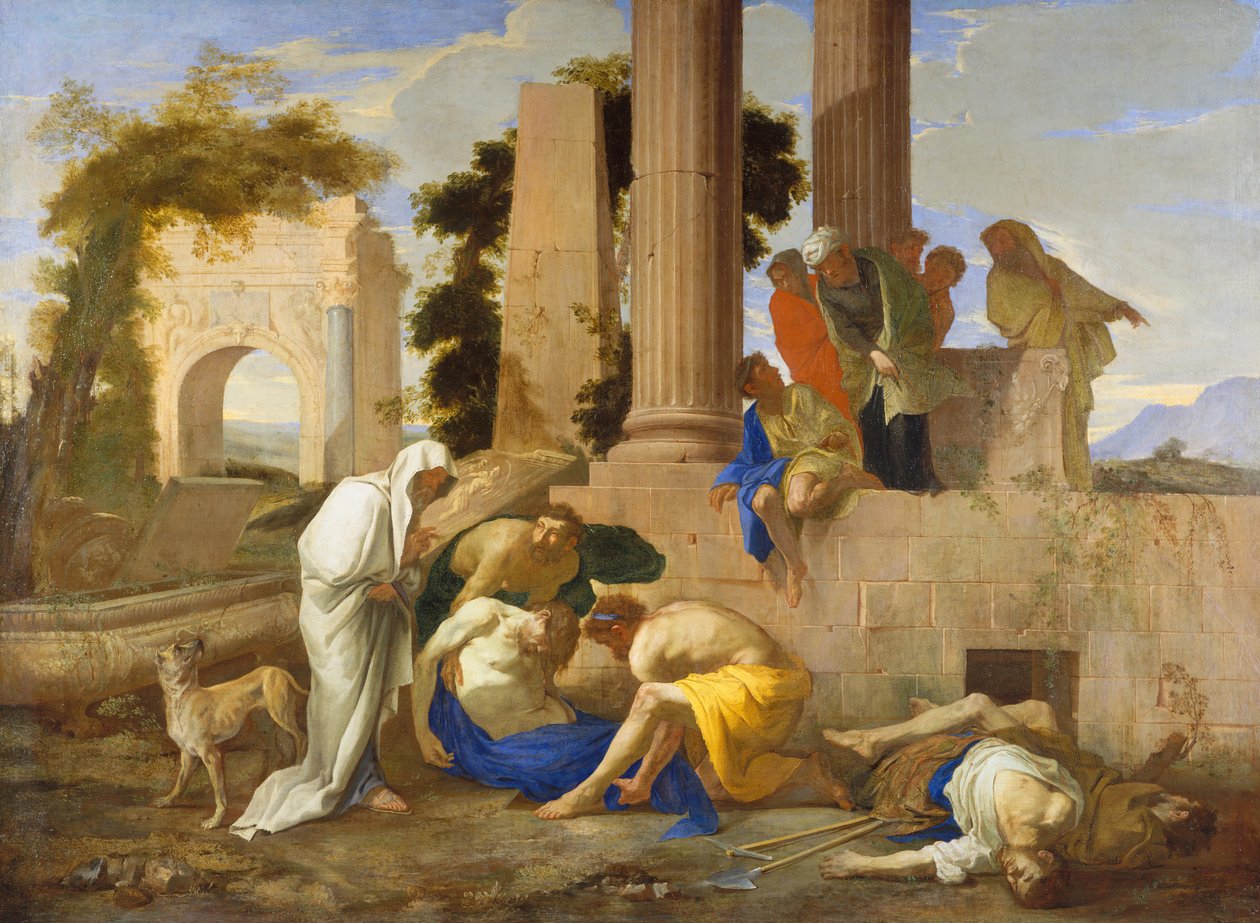 Tobit pohřbívání mrtvých, 40. léta 17. století. od Andrea di Lione
