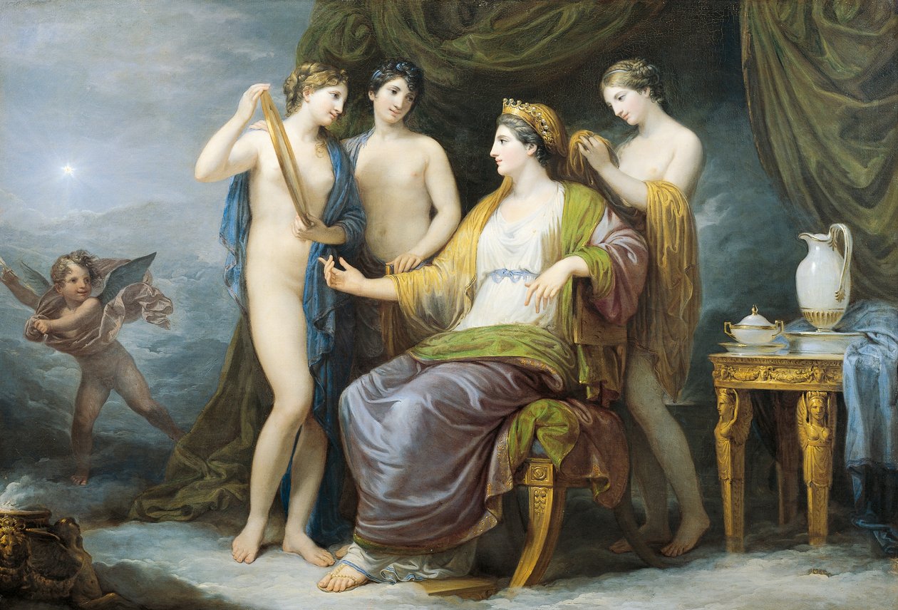 Juno koupání aneb Juno oblečená od Graces, Andrea Appiani (1754-1817), olej na plátně od Andrea the Elder Appiani
