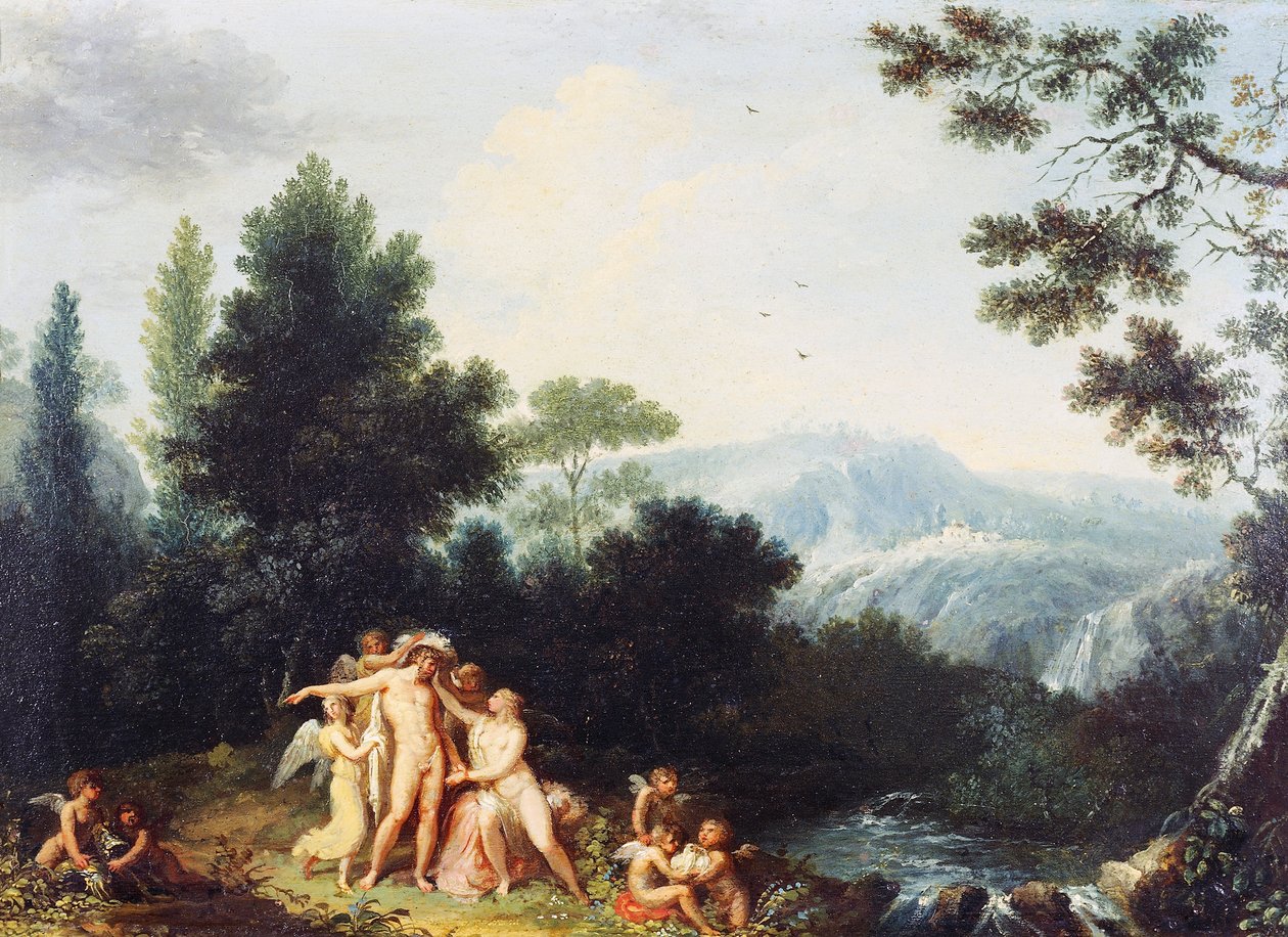Mars a Venuše, cca 1801, Andrea Appiani (1754-1817), olej na dřevě, 24,5x34,5 cm od Andrea the Elder Appiani