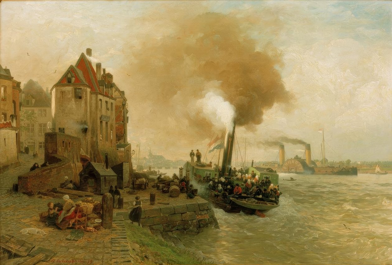Uhelná brána na břehu Rýna v Düsseldorfu od Andreas Achenbach