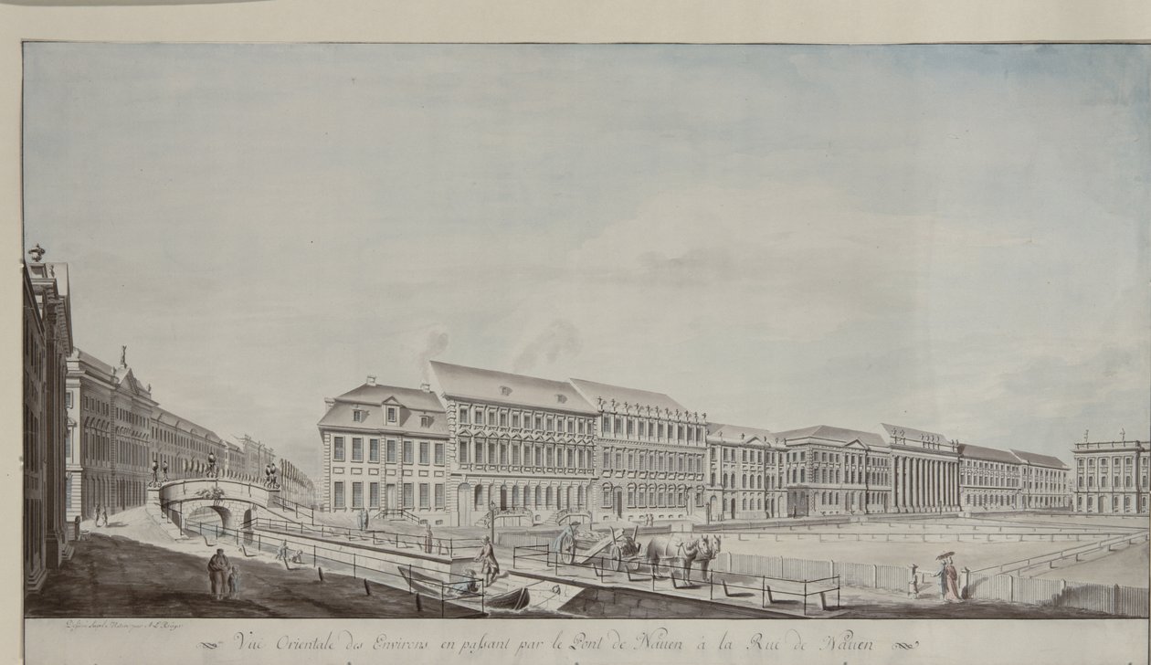 Západní aspekt Wilhelmsplatz, kolem roku 1773 (pero a tužka na papíře) od Andreas Ludwig Kruger