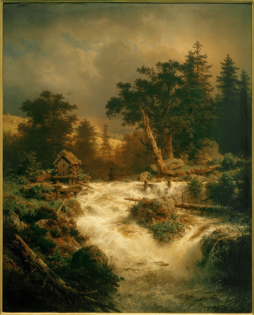 A.Achenbach, Severský vodopád s duhou od Andreas Achenbach