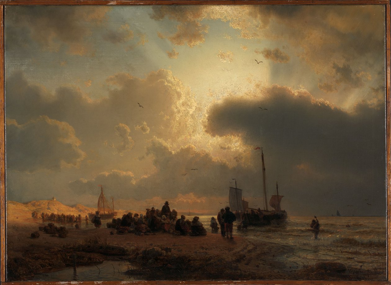 Pláž u Scheveningenu od Andreas Achenbach