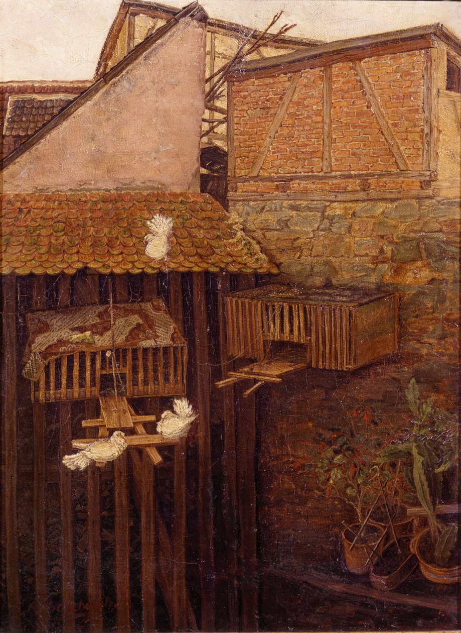 Kout na dvoře od Andreas Achenbach