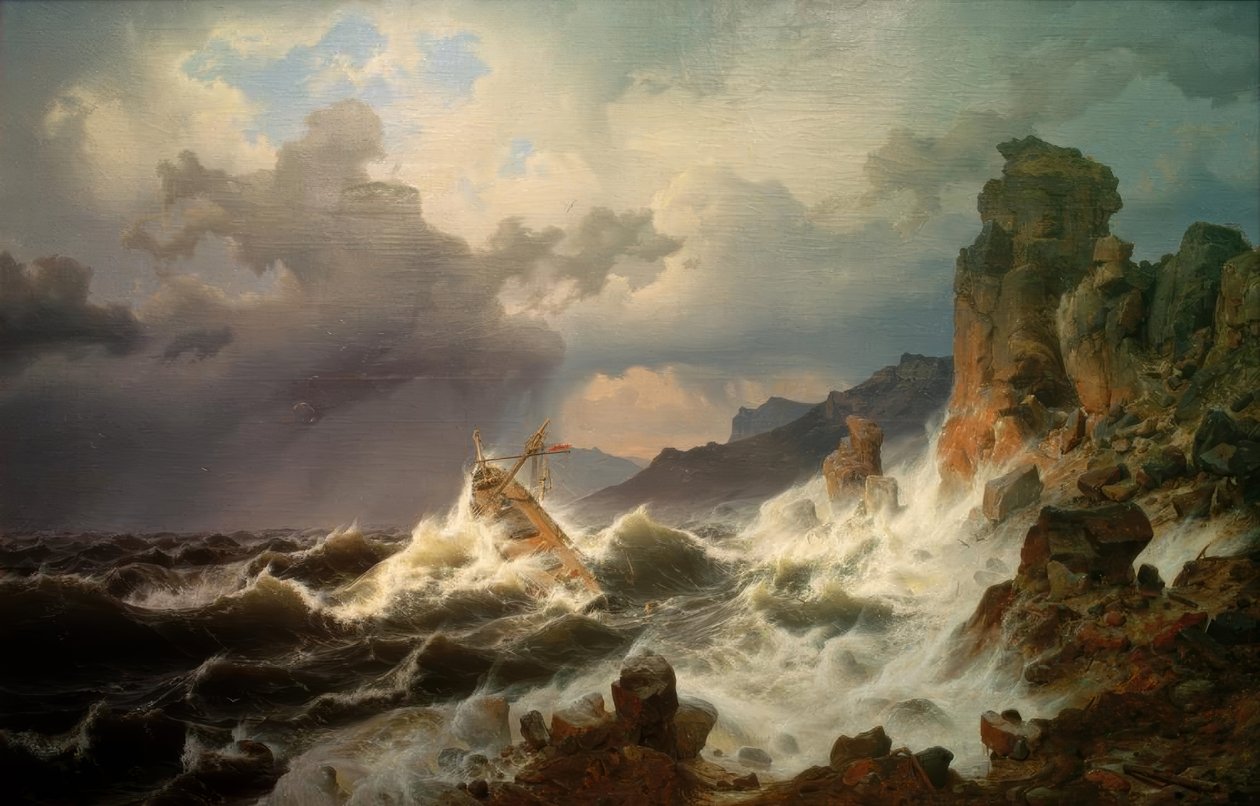 Mořská bouře na norském pobřeží od Andreas Achenbach