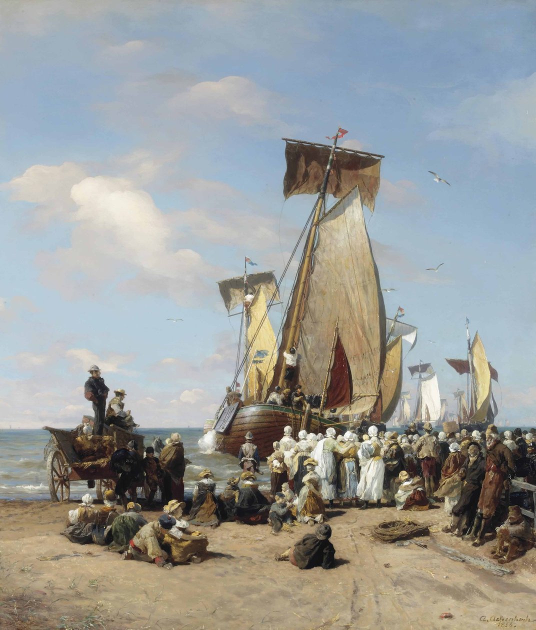 Německy: Ausfahrt der Heringsflotte Rozloučení s flotilou od Andreas Achenbach