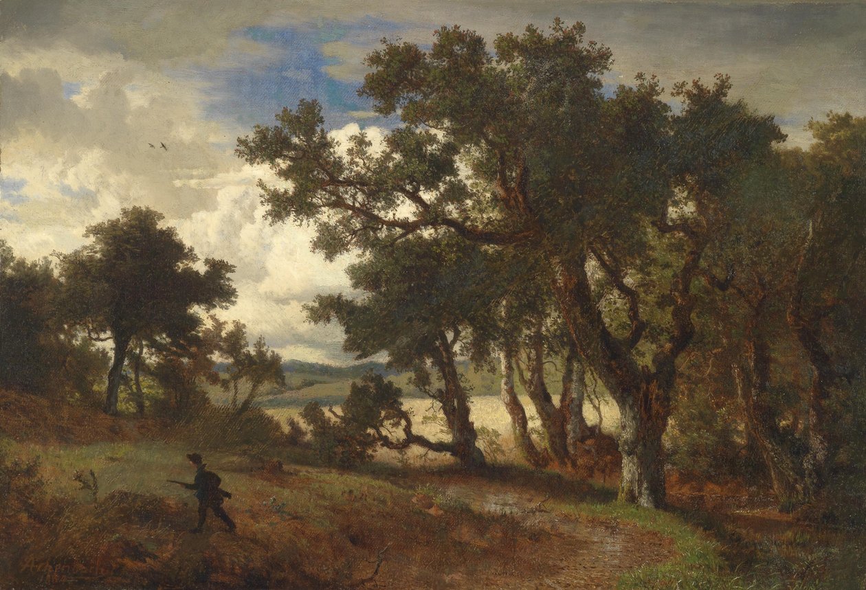 Lovec v krajině od Andreas Achenbach