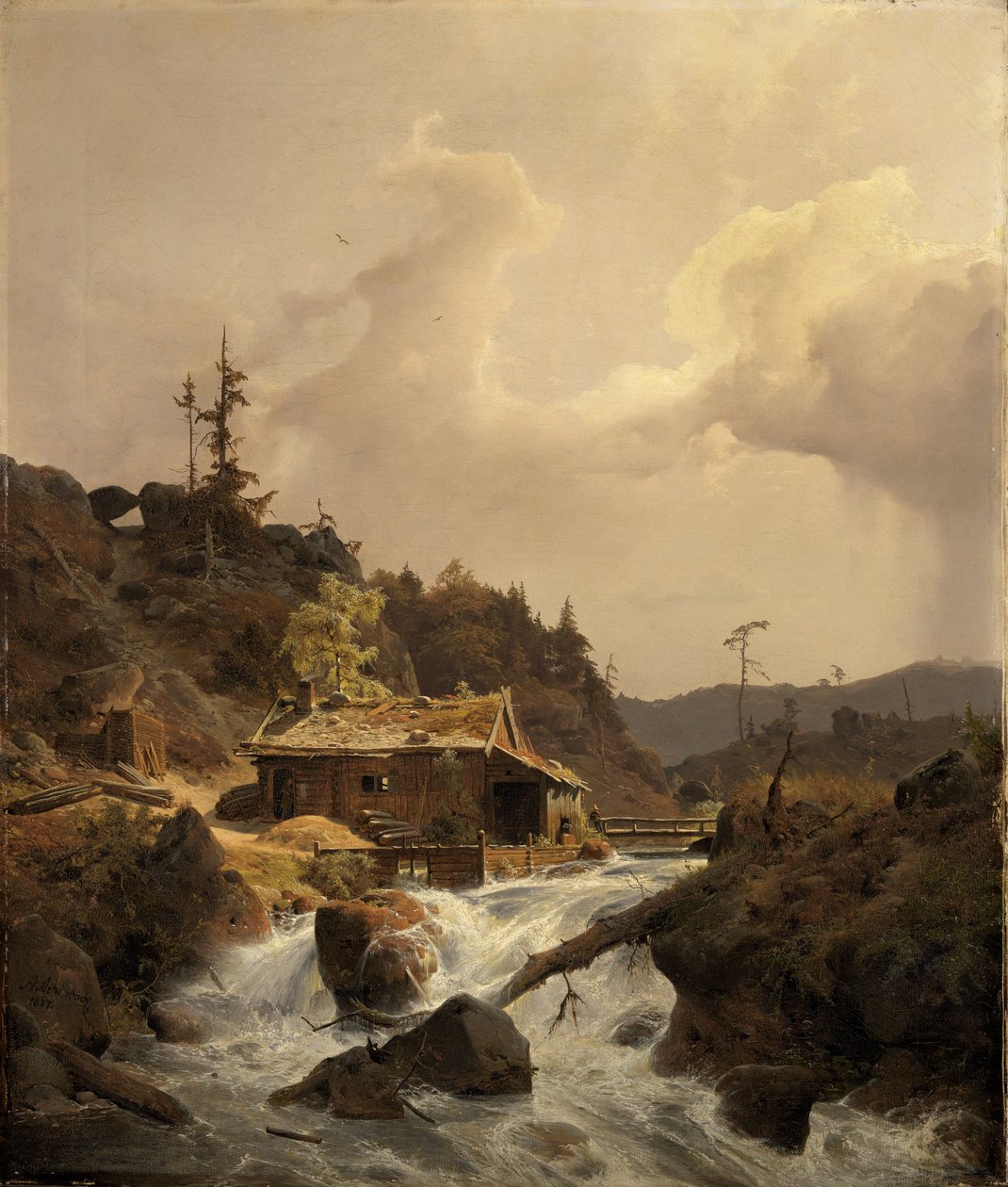 Norská krajina s pilou od Andreas Achenbach
