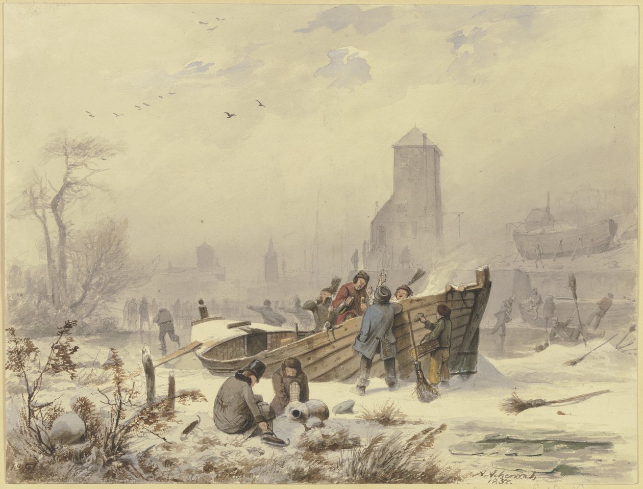 Námořník u zamrzlé lodi od Andreas Achenbach