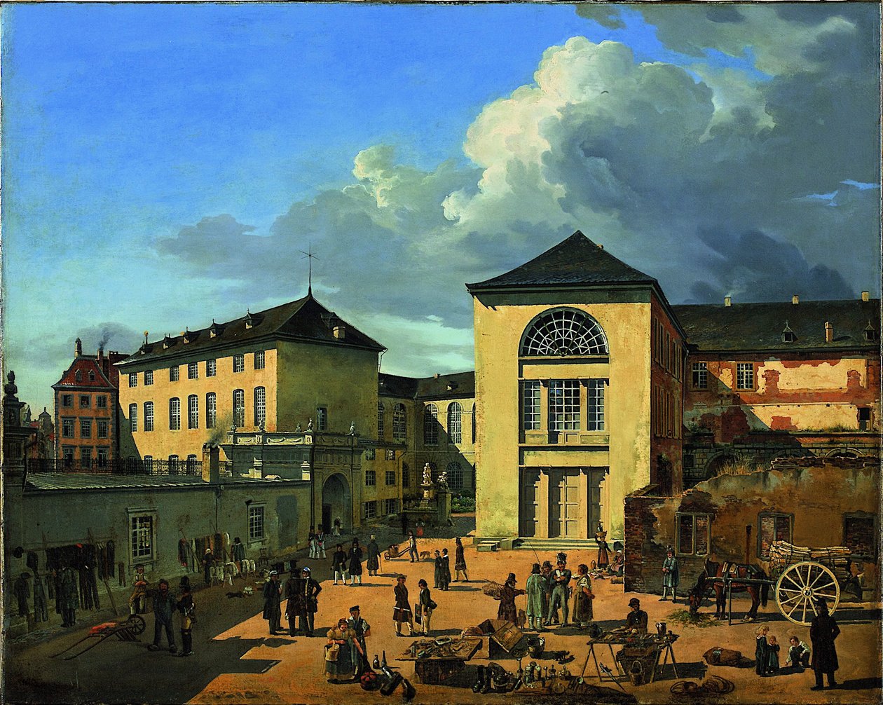 The Academy Courtyard Stará akademie v Düsseldorfu, 1831 od Andreas Achenbach