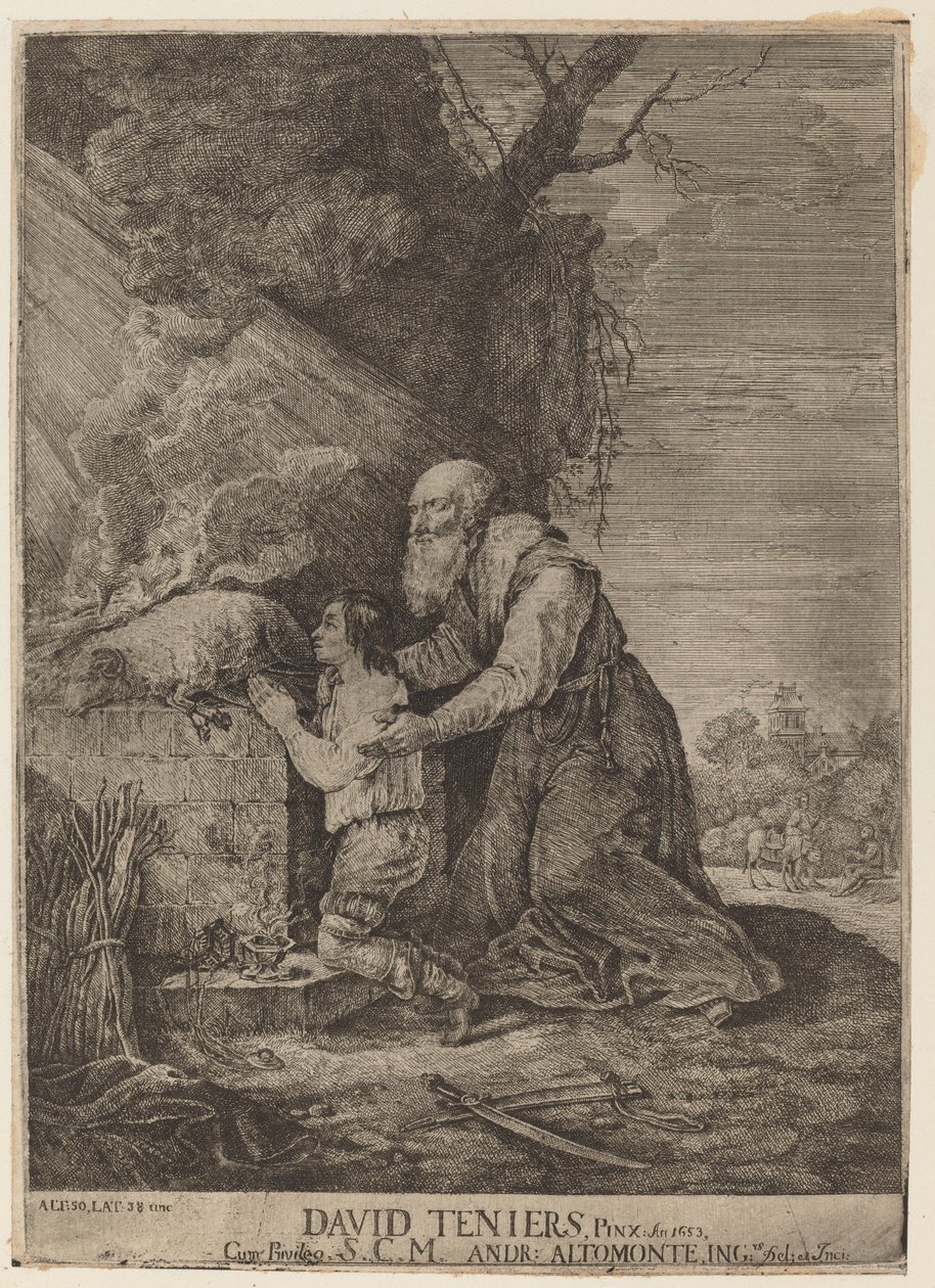 Obětování Izáka od Andreas Altomonte, after David Teniers the Younger