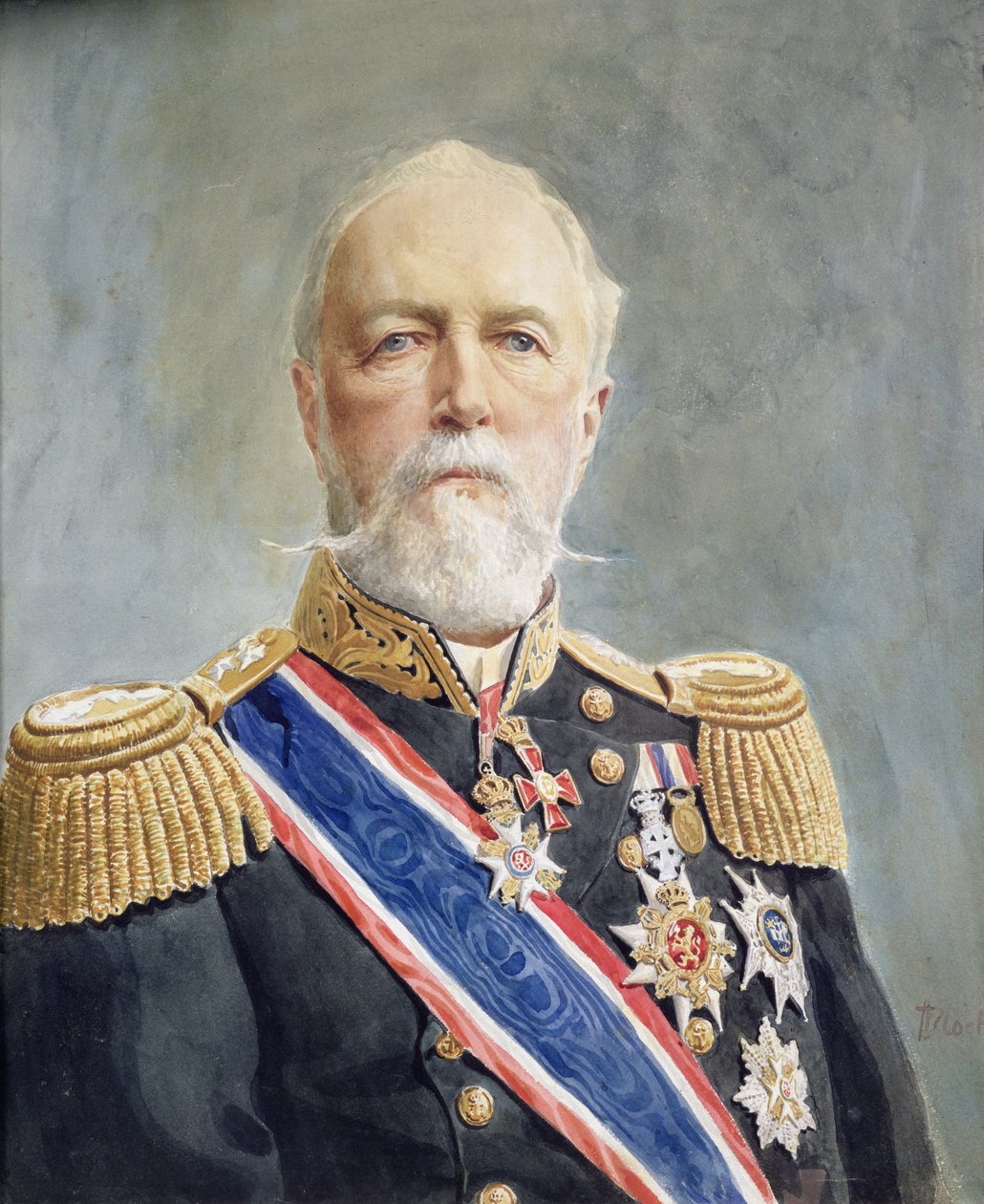 King Oscar II (akvarel na papíře) od Andreas Bloch