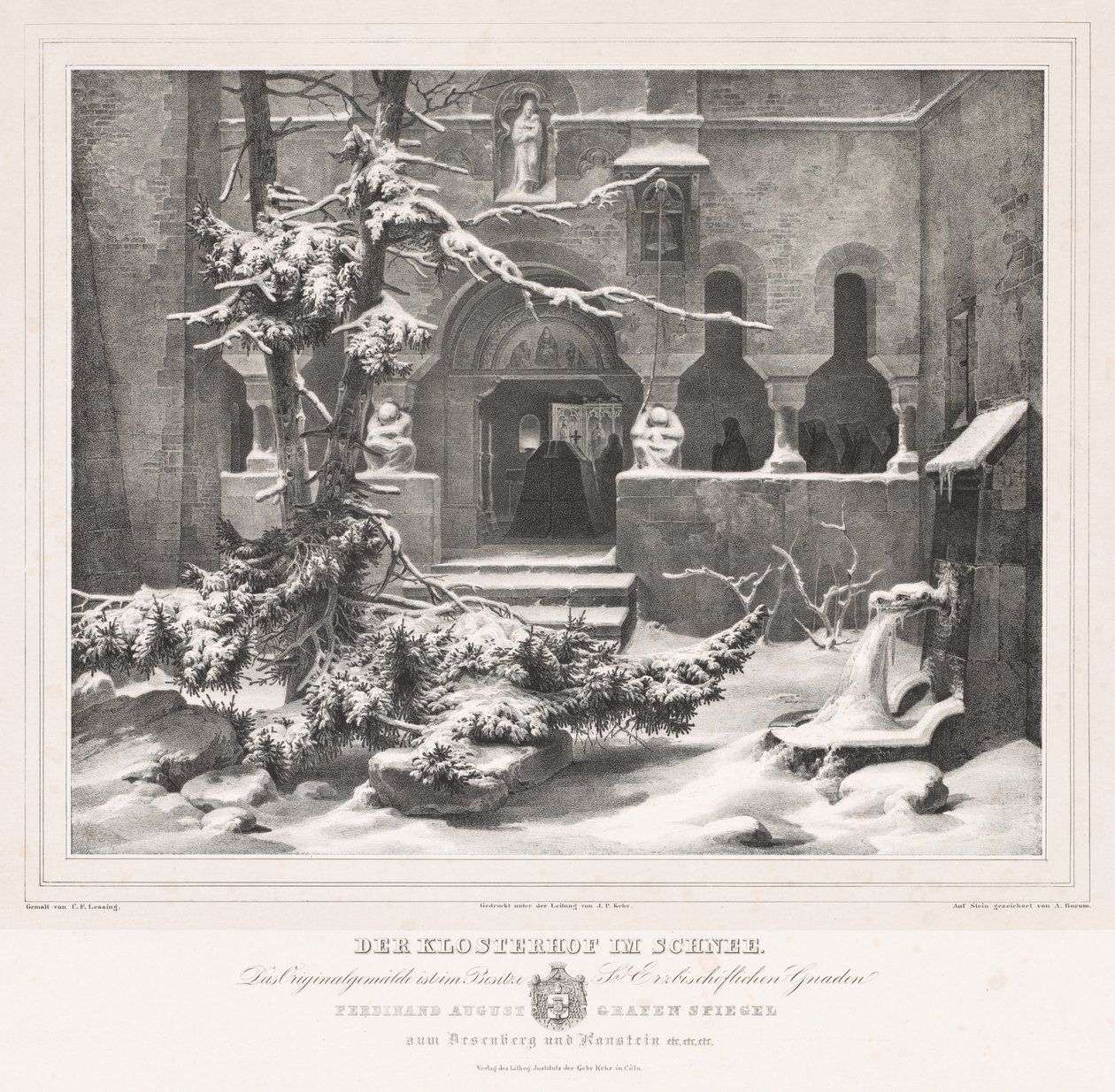 Hřbitov se sněhem, c. 1835. od Andreas Borum