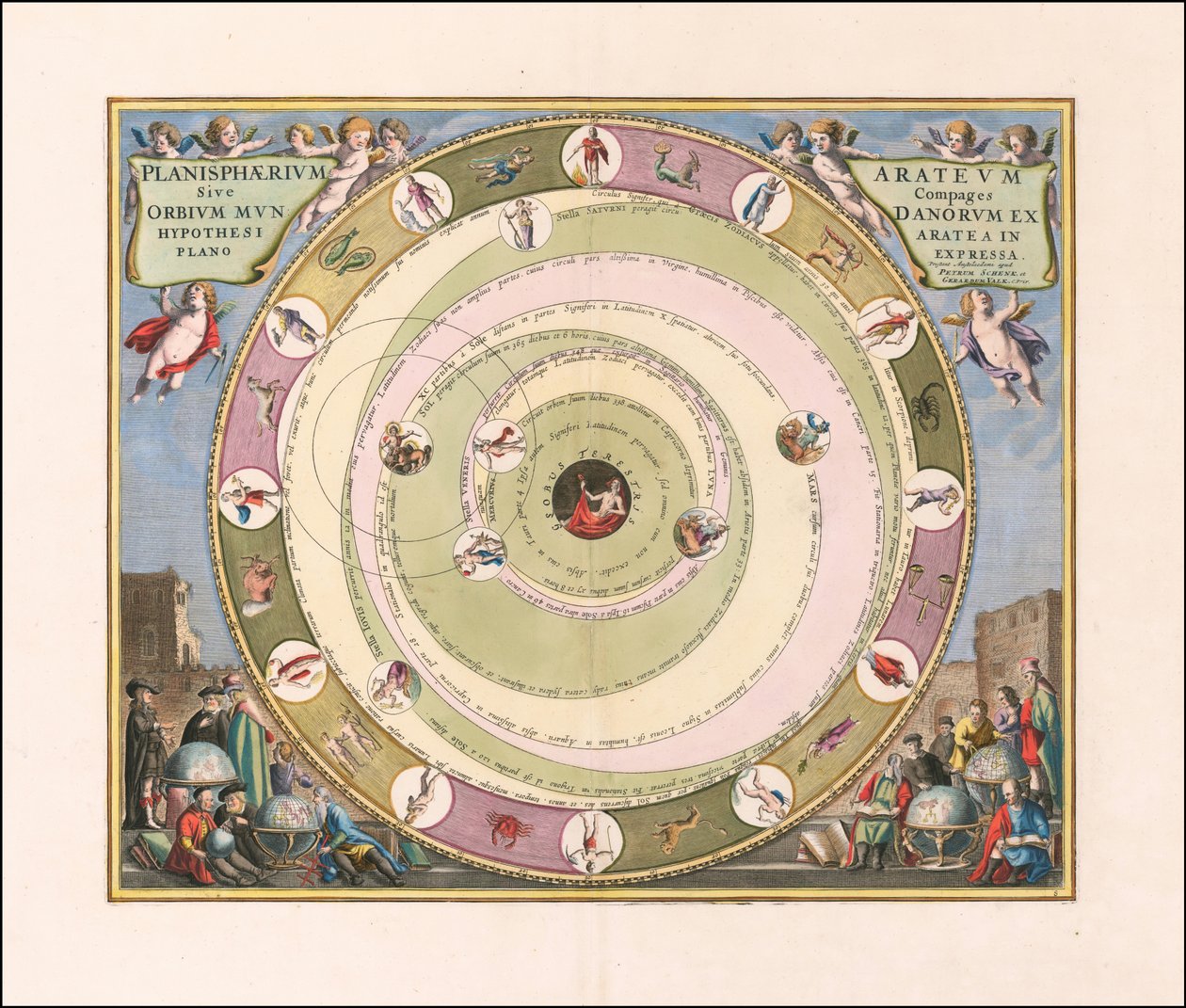Nebeská mapa z roku 1660 znázorňující model vesmíru řeckého astronoma Arata od Andreas Cellarius