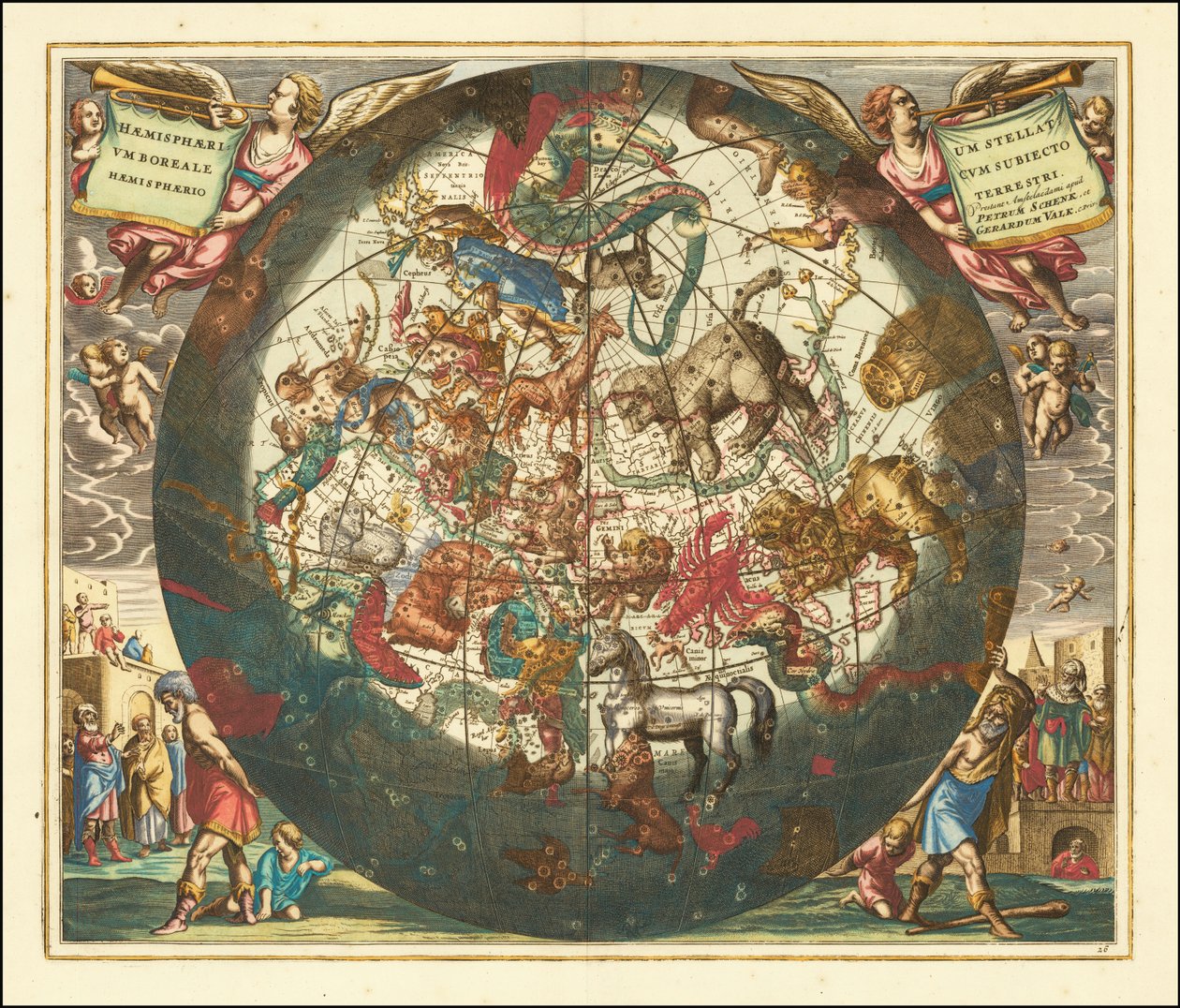 Nebeská mapa severní oblohy z roku 1660 od Andreas Cellarius