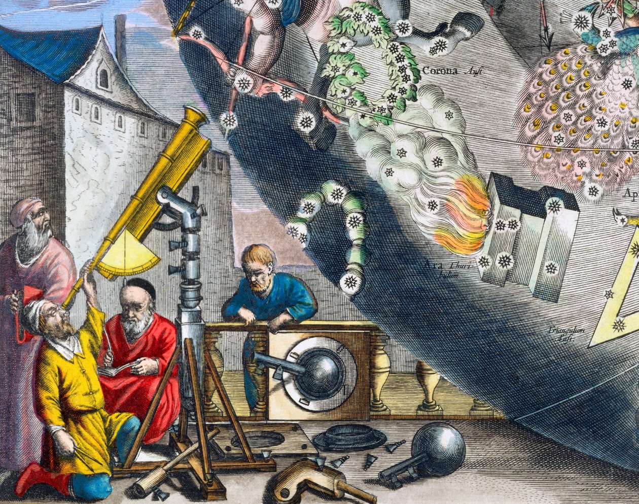 Astronomové při pohledu přes dalekohled, 1660-1661 od Andreas Cellarius