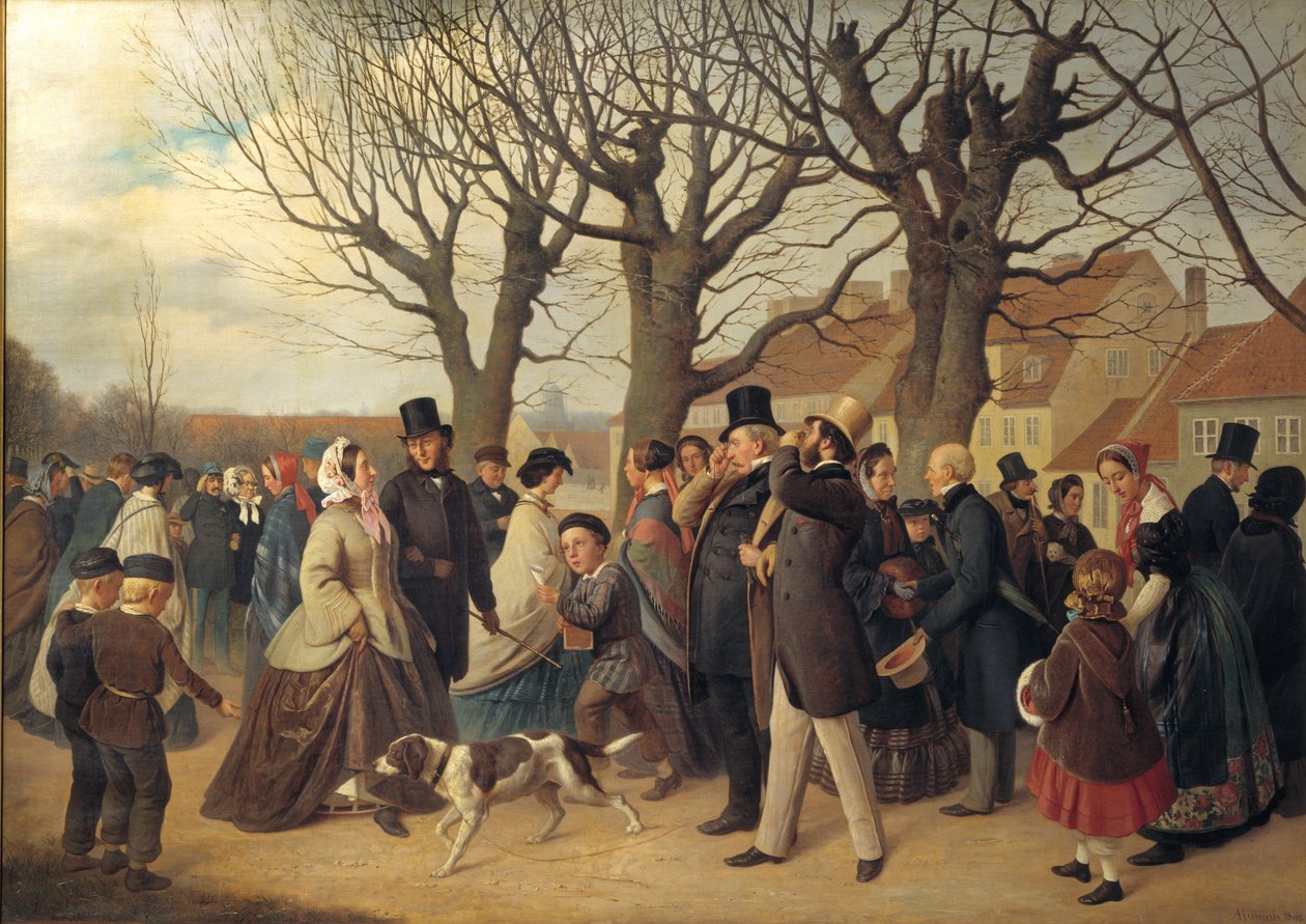Promenáda na hradbách Kodaně večer o státním svátku na jaře od Andreas Herman Hunæus