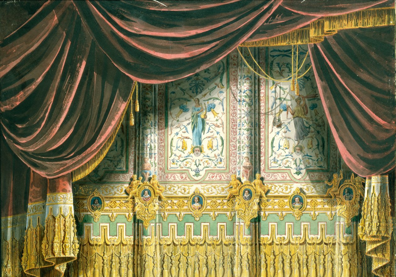 Náčrt pro oponu pro divadlo Michael v Petrohradě, 1852 od Andreas Leonhard Roller