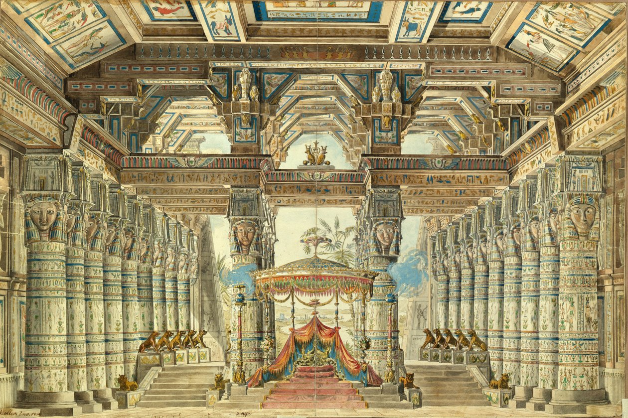 Scénografie k baletu Caesar v Egyptě od G. Haendela, 1834 od Andreas Leonhard Roller