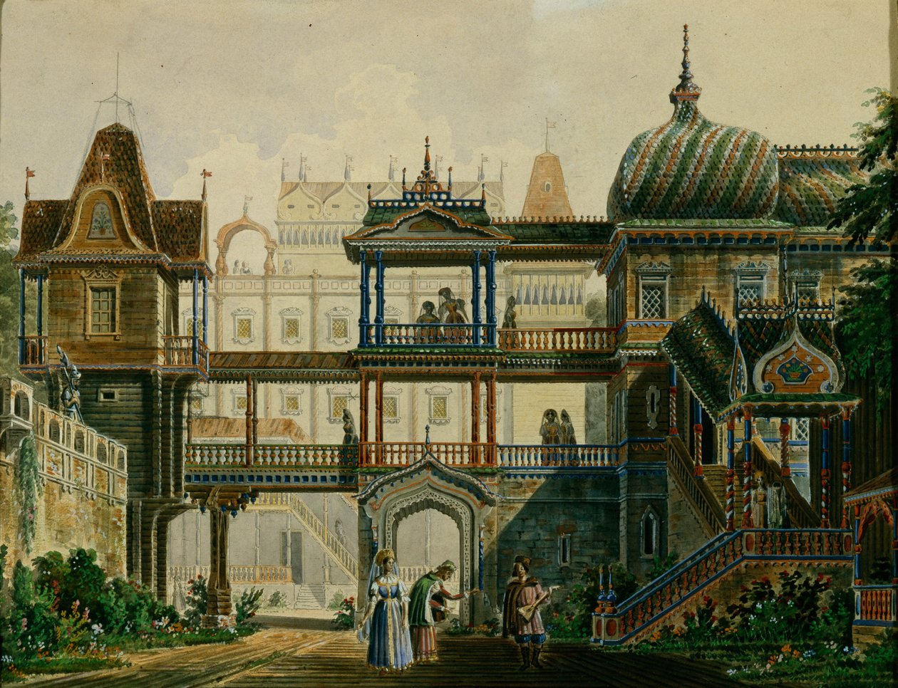 Scénický návrh k opeře Askolds Grave od A. Verstovského, 1841 od Andreas Leonhard Roller