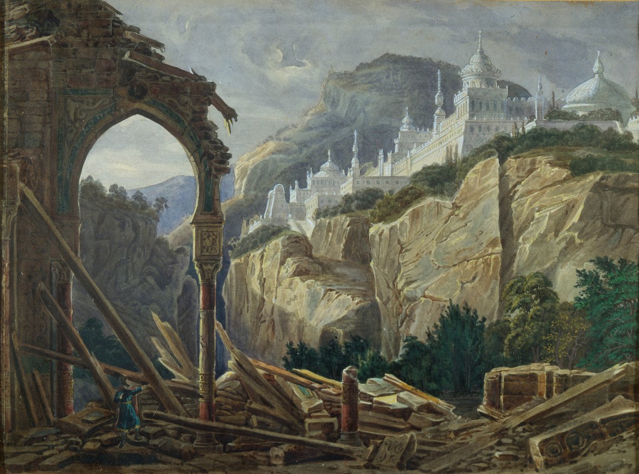 Scénický návrh k opeře Ruslan a Ludmila M. Glinky, 1842 od Andreas Leonhard Roller