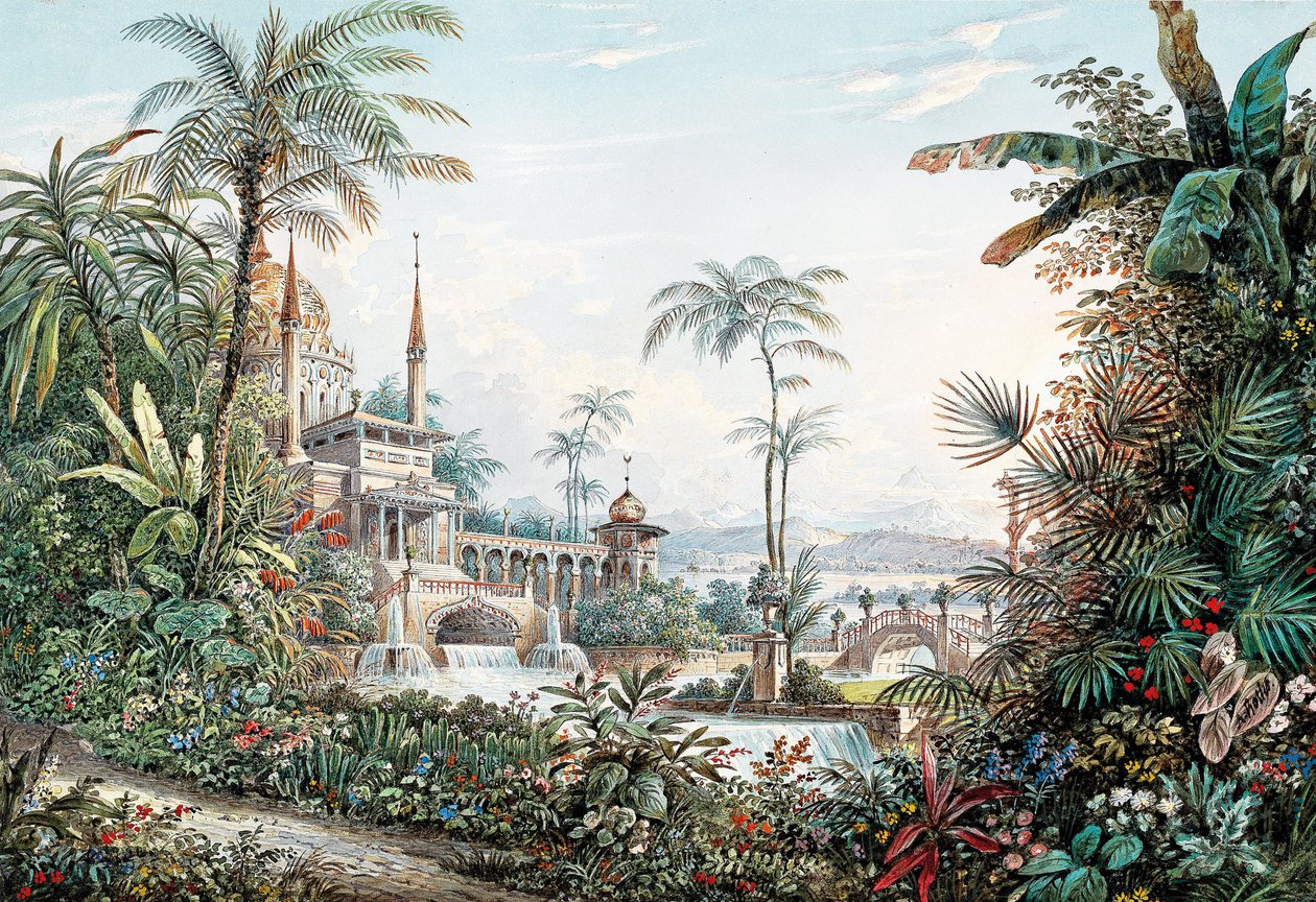 Scénický návrh k opeře Únos ze seraglia od Wolfganga Amadea Mozarta, 1842. od Andreas Leonhard Roller