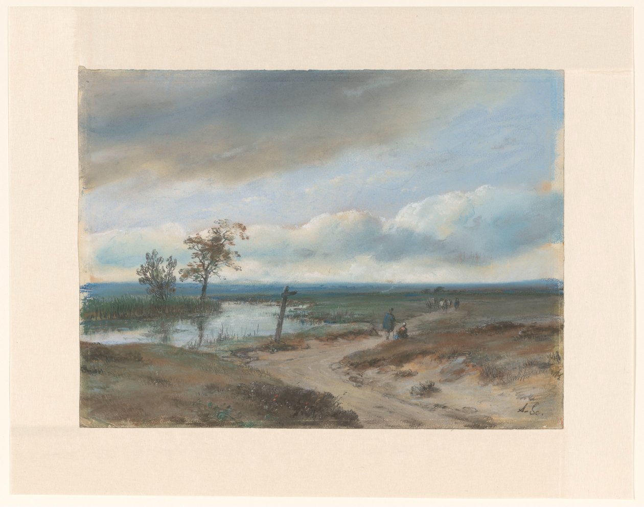 slatinná krajina od Andreas Schelfhout (signed by artist)
