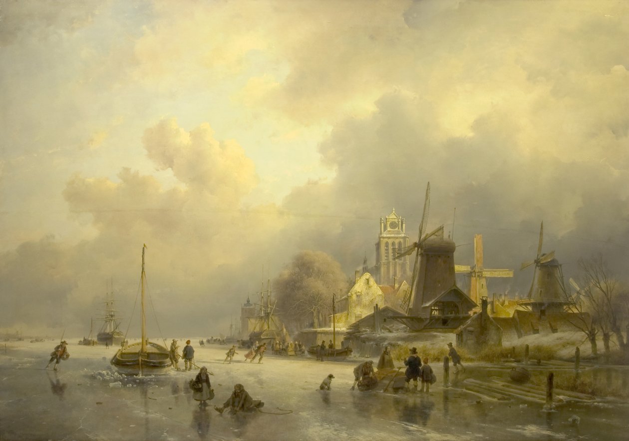 Pohled na Dortrecht, Pila, 1843 od Andreas Schelfhout