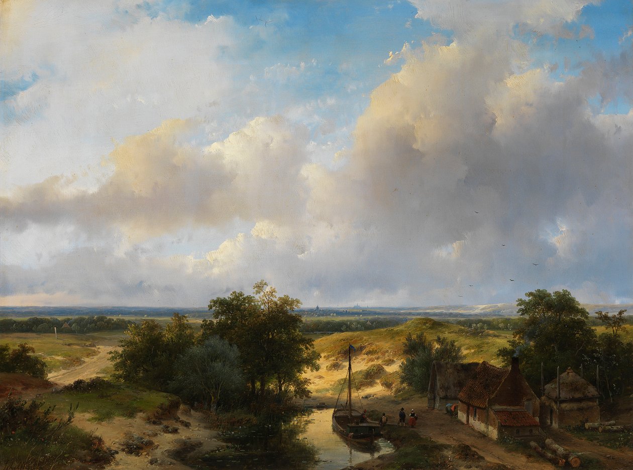 Holandská krajina s výhledem na Haarlem od Andreas Schelfhout
