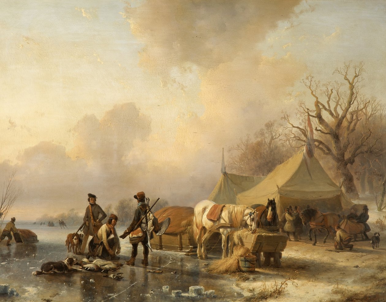 Zimní scéna se saněmi, 1840 od Andreas Schelfhout