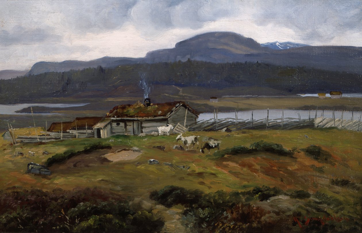 Pastviny s kozami od Andreas Singdahlsen