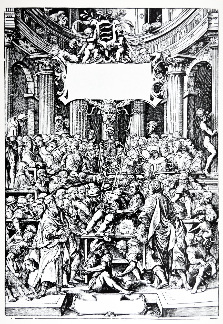 Talíře ze ztělesnění De Humani Corporis Fabrica od Andreas Vesalius