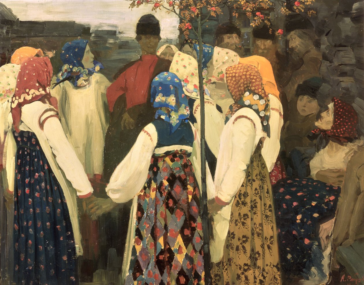 Do dívčina kulatého tance z roku 1902 se probojoval chlapec od Andrei Petrovich Ryabushkin