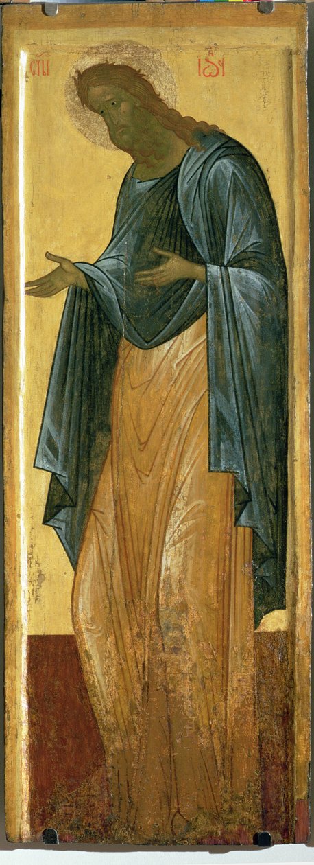 Svatý Jan Předchůdce, z úrovně Deisis Uspenské katedrály ve Vladimiru (tempera na panelu) od Andrei Rublev